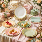 Zhehao 150 Pcs Pink and Green Paper Plates Napkins Serves 50 - Image 2