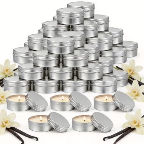 100 Pcs 1 Oz Mini Vanilla Scented Soy Candle Bulk, Tin Candles Gift by Trxvxo