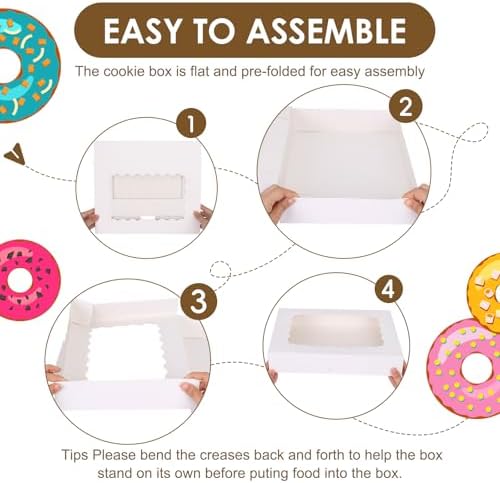 Moretoes 40pcs Cookie Boxes with Window, Auto-Popup Boxes,White,14x10x2.5 - Image 4