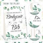 Bibs Bodysuits Baby Shower Game Sign Set Newborn Onesies Feeder Gift Fabric Marker Stencils Kit - Image 3