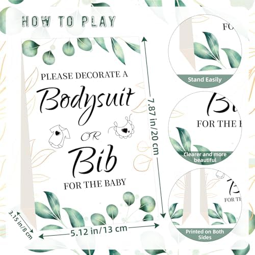 Bibs Bodysuits Baby Shower Game Sign Set Newborn Onesies Feeder Gift Fabric Marker Stencils Kit - Image 3
