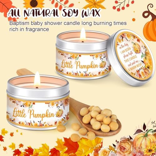 MTLEE 24 Pcs Fall Baby Shower Candle Favor Thanksgiving Little Pumpkin - Image 3
