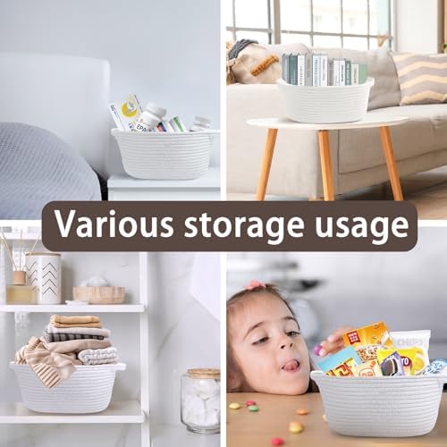 6pcs Empty Small Gift Baskets with Ribbon & Cards, Cotton Rope for Storage - Image 5