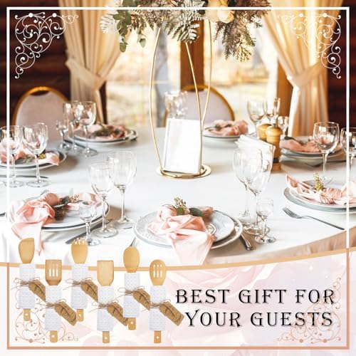 Funnymoom 24 Sets Wedding Bridal Shower Favors, Bamboo Wooden Spoons - Image 3