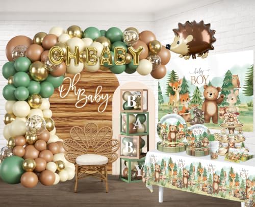 267PCS Fexivo Woodland Baby Shower Decorations Set, Serves 25 Guests - Image 3
