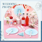 Roowest 60 Pcs Folding Hand Fans Wedding Paper Fan Bulk Decorative Handheld Fan with Handles Party Favor Guest Gift for Wedding Bridal Dancing Ceremony Reception Shower DIY Party Supplies (Baby Blue) - Image 4