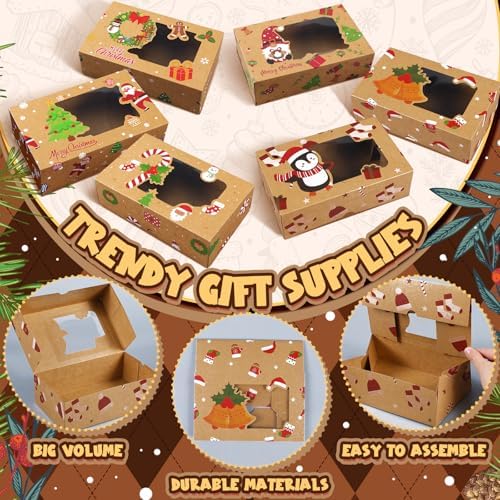 Funnymoom 36 Pcs Christmas Cookie Boxes with Clear Window 6 Design, Novel - Image 2