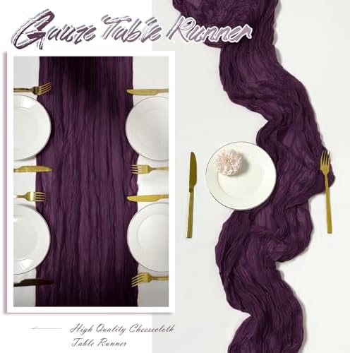 15 Pack Dark Purple Cheesecloth Table Runner 17 x 108 inch Cheese Cloth Table Runners 9ft Blue Table Runner Rustic Romantic Sheer Gauze Runner for Wedding Party Baby Shower Table Decoration - Image 6