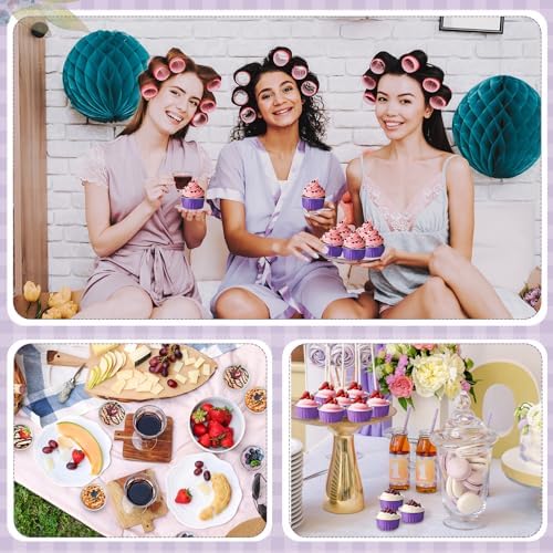 200 Pack Aluminum Cupcake Liners with Lids,Purple,Plain - Image 5