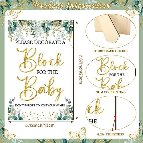 Tenceur 104 Pcs Baby Shower Game Sign Set Baby Shower Blocks to Decorate 54 DIY Blank Wooden Block 48 Watercolor Markers with Acrylic Box Set for Games Gender Reveals Party Supplies - Image 5