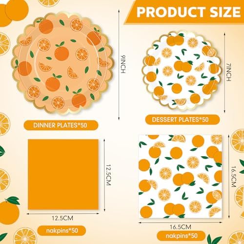 Funnymoom 200 Pcs Orange Citrus Party Decorations Paper Plates Serve 50 - Image 2