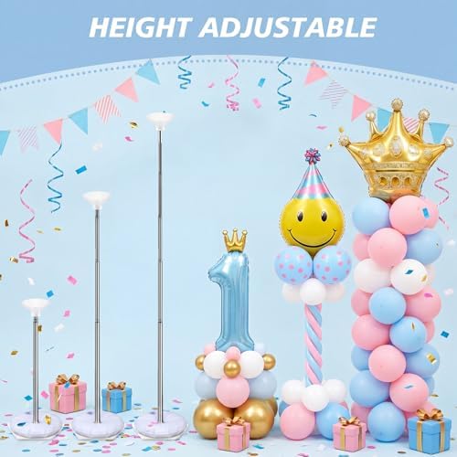 Hicarer 8 Sets Balloon Column Stand Kit, 7ft, Classic Metal - Image 4