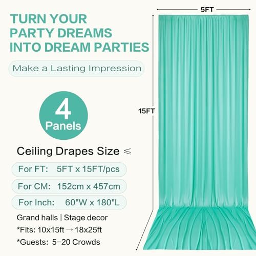 20ft×15ft Mint Green Backdrop Curtain for Wedding Parties - Image 6