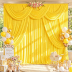 10ft x 10ft Yellow Backdrop Curtains, 2 Panels Yellow Drapes for Backdrop by LittleFunny