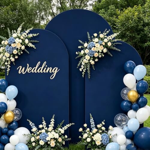 Navy Blue Arch Cover 7.2ft 6.6ft 6ft Spandex Arch Backdrop Cover Set of 3 - Image 2