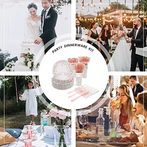 AIRE Rose Gold Paper Plates Set, 175PCS Disposable Dinnerware for 25 - Image 5
