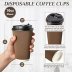 LITOPAK 80 Pack 16 oz Disposabel Paper Cups, Coffee Cups with Lid, Stirrers - Image 2