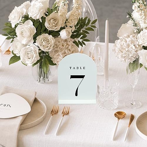 White Arch Table Numbers for Wedding, 30 Pack 5"x7" White Arch Acrylic Table Numbers 1-30 with stand, Perfect for Wedding Reception - Image 4