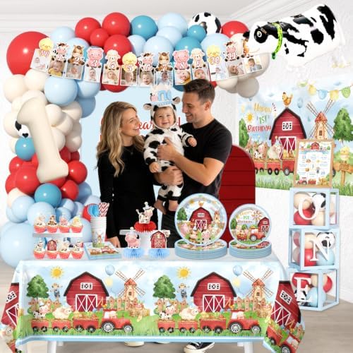 Farm First Birthday Decorations for Boy,Serves 25 Guests - Image 6