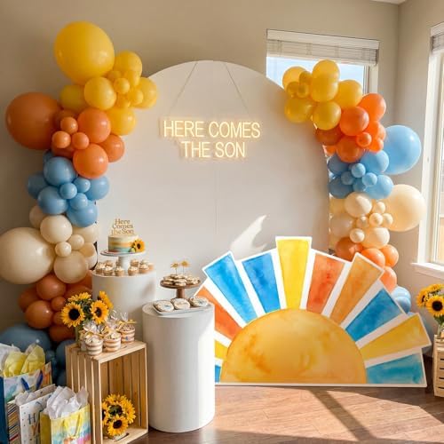 Colingmill 3ft Here Comes the Son Baby Shower Party Decoration First Trip Around the Sun Theme Party Watercolor Cardboard Cutout Standup Photo Props Backdrops for Birthday Supplies - Image 5