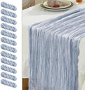 Le courant 12pcs 10Ft Cheesecloth Table Runner, Rustic Boho Gauze Cheese Cloth Runner Table Runner for Weddings Bridal Baby Shower Birthday Holiday Parties Home Decor, Dusty Blue by Unknown