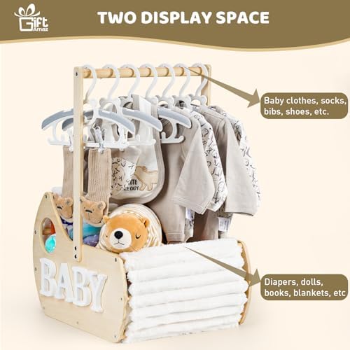 GiftAmaz Large Wooden Baby Shower Crate Closet, Baby Shower Gifts Basket - Image 4