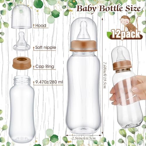 Trelaco 12 Pcs Woodland Animal Baby Shower Game Bottle Chug Wooden Sign Set - Image 3