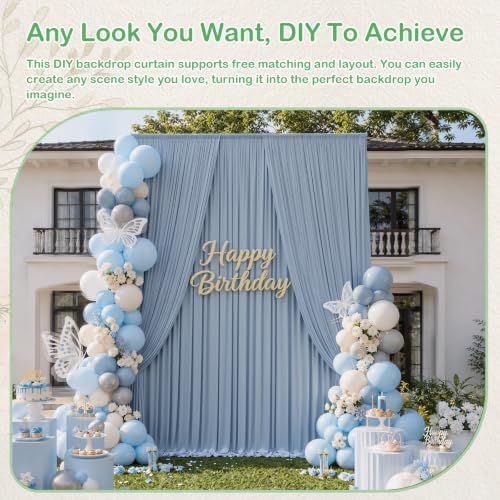 50ftx14ft Dusty Blue Backdrop Curtain for Wedding Parties - Image 3
