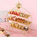 3-Tier Gold Cupcake Stand for Weddings & Parties – Tiered Serving Tray Crown Dessert Table Display Stand Holder for Birthday Party Afternoon Tea Table Decoration(Gold) - Image 4
