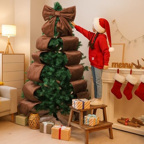 Wavwavw Christmas Giant Velvet Bow Decor Brown Big Bow, 75 x 18 Inches - Image 4