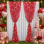 Red Big Payette Sequin Backdrop Curtain 4 Panels 2ftx8ft Sparkly Glitter Party Background for Birthday Holiday Wedding Event Decorations - Image 4