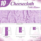 24 Pack Lilac Cheesecloth Table Runner 17"x108" Boho Gauze Fabric Table Runner Vintage Rustic Sheer Runners for Wedding Party Bridal Baby Shower Table Decorations - Image 2