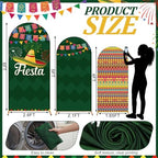 Chunful 3 Pcs Cinco de Mayo Fiesta Party Arch Backdrop Cover Mexican Photo Background Decor 2-Sided Round Top Mexican Cute Backdrop Arch Cover for Fiesta Party Decoration 6 ft/5 ft/4 ft (Green) - Image 4