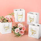 Honoson 60 Pcs Mini Thank You Gift Bag with Handle Bulk,Gold and White - Image 2