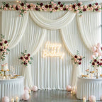 50x15ft Ivory Backdrop Curtains for Parties Wedding Photo Wrinkle Free - Image 2