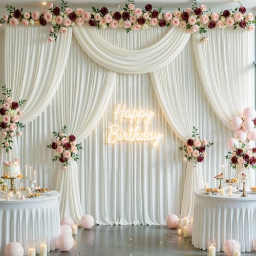 50x15ft Ivory Backdrop Curtains for Parties Wedding Photo Wrinkle Free - Image 2