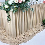 Pooling and Floating Chiffon Table Skirt with extra length, 6FT 9FT 14FT Sheer Tablecloth, Baby Shower, Birthdays Party, Main Cake Table Decoration, Wdding Table Skirt (Nude/Sand, 9FT) - Image 5