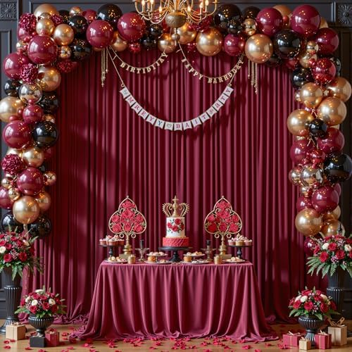 20x10ft Burgundy Backdrop Curtains for Wedding Parties Wrinkle Free Wine Red Curtains Photo Backdrop Drapes for Photography Birthday Baby Shower Soft Fabric Party Backgournd for Photoshoot - Image 5
