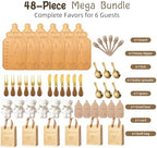 Baby Bottle Shaped Acacia Wood Cheese Board Gift Set - Premium Baby Shower Prizes for Game Winners, Gender Reveal & Bridal Shower Party Favors for Guests Acacia Wood 6 Sets - Image 3