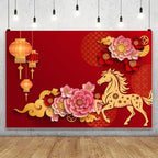 AOFOTO 10x6.5ft Happy Chinese New Year Backdrop China Spring Festival Lunar Year of The Horse Decoration Banner Paper Cut Flowers CNY Lanterns 2026 Background Party Supplies Photoshoot Studio Props - Image 2