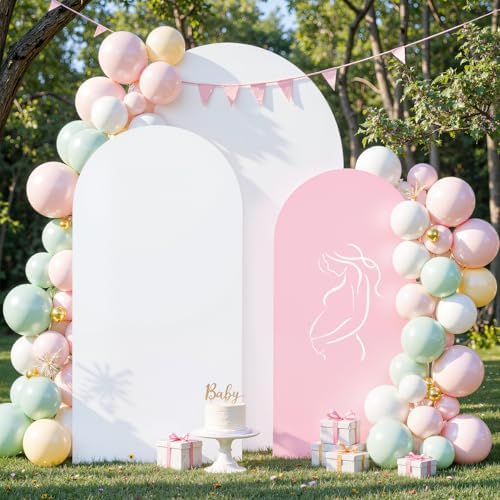 Pink White Arch Cover 7.2 & 6FT Stretch Spandex Wedding Backdrop Cover - Image 6
