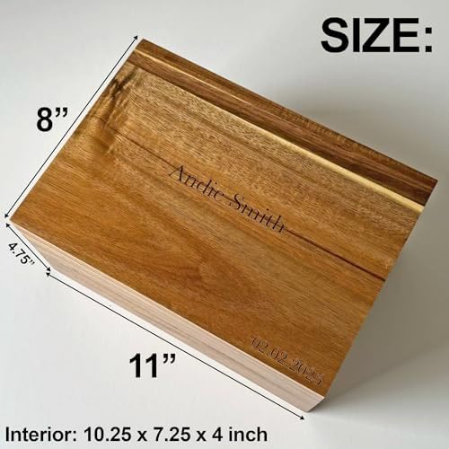 Wooden Keepsake Box Large Personalized Memory Box, Acacia Wood Chest - Image 6