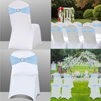 Baby Blue Spandex Chair Sashes 100 Pack Light Blue Sashes for Chairs Covers Stretch Chair Sashes Band with Heart Buckle Slider Wedding Sashes Bows for Banquet Party Event Decoration - Image 5