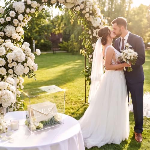 Clear Acrylic Wedding Card Box DIY Kit with Faux Flowers - 10x10x5.6 Inch - Image 5