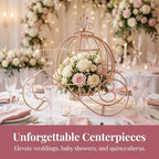 Rose Gold Wire Cinderella Coach Carriage Centerpiece, 12" - Image 2