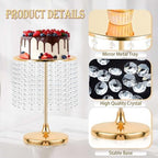 Metal Mirror Cake Stand Set with Crystal Pendants - Elegant Dessert Table Display for Weddings, Birthday Parties, Baby Showers, Events - Sturdy Crystal Bling Cupcake Stands for Pastries, Sweets, Decorations (Gold, Set of 6) - Image 4