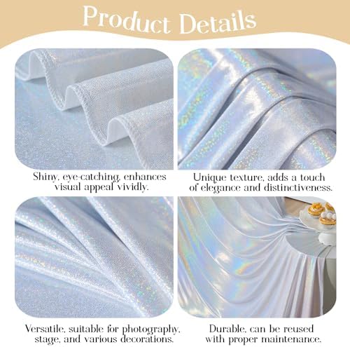 10x10ft Sequin Silver Backdrop Curtains Wedding Party Glitter Curtain Backdrop Fabric Shimmer Drapes Backdrop Bridal Baby Shower Birthday Christmas Photoshoot Background Photography 5x10FT，2 Panels - Image 2