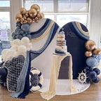 6 Pcs Navy Blue and Dusty Blue Cheesecloth Table Runner 118" - Image 3