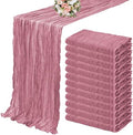 YMHPRIDE 12 Pack Cheesecloth Table Runner 35x120in Dusty Rose Table Runner by YMHPRIDE
