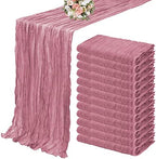 YMHPRIDE 12 Pack Cheesecloth Table Runner 35x120in Dusty Rose Table Runner by YMHPRIDE